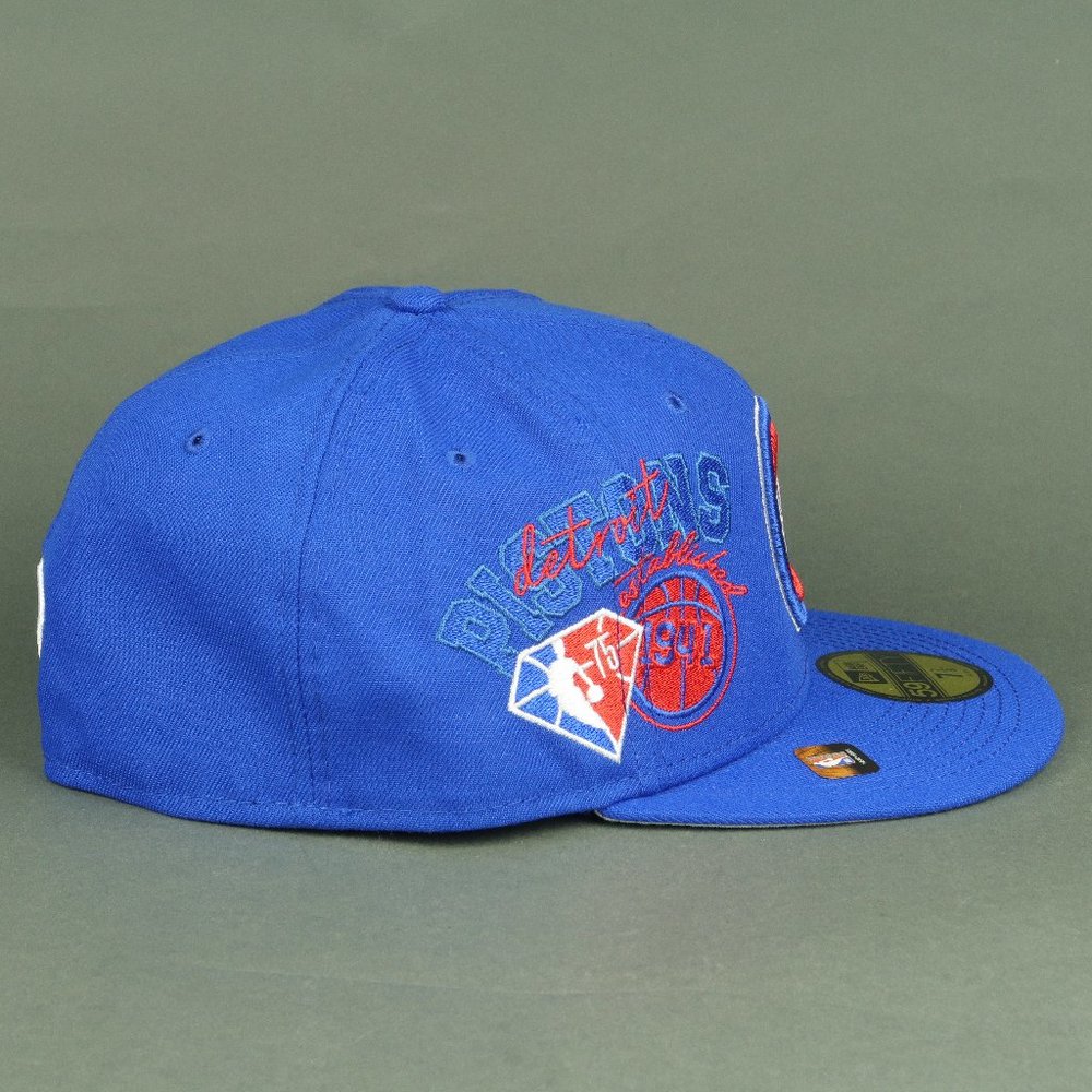 New Era Detroit Pistons Blue Back Half 59FIFTY Fitted Cap Hat Size 7 7/8 - Picture 3 of 16